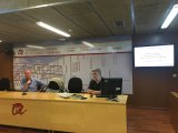 Magí Sunyer i Joan Ramon Veny durant la conferència
